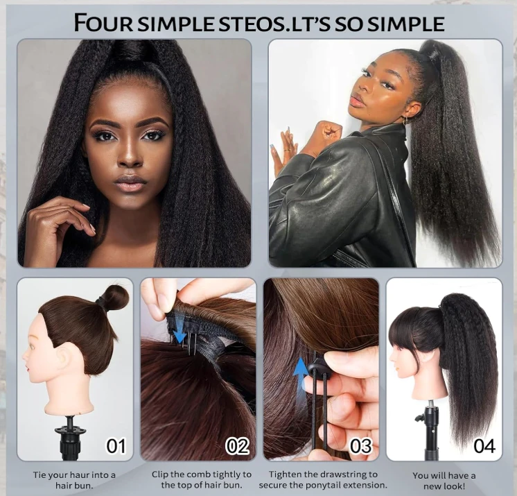Wave Ponytail Extension - Natural Black 12-24 Inch - photo 4