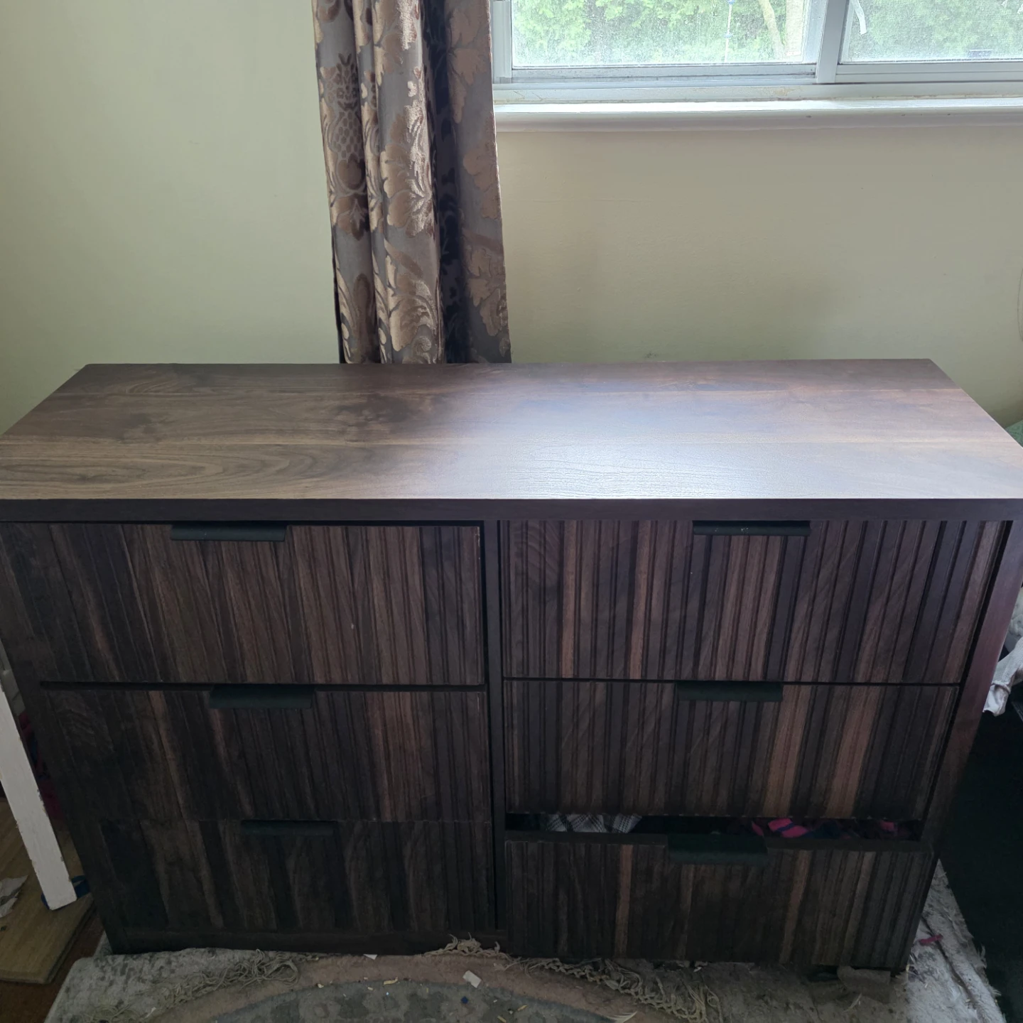 Dark Wood modern Dresser fluted style with 6 Drawers - photo 2