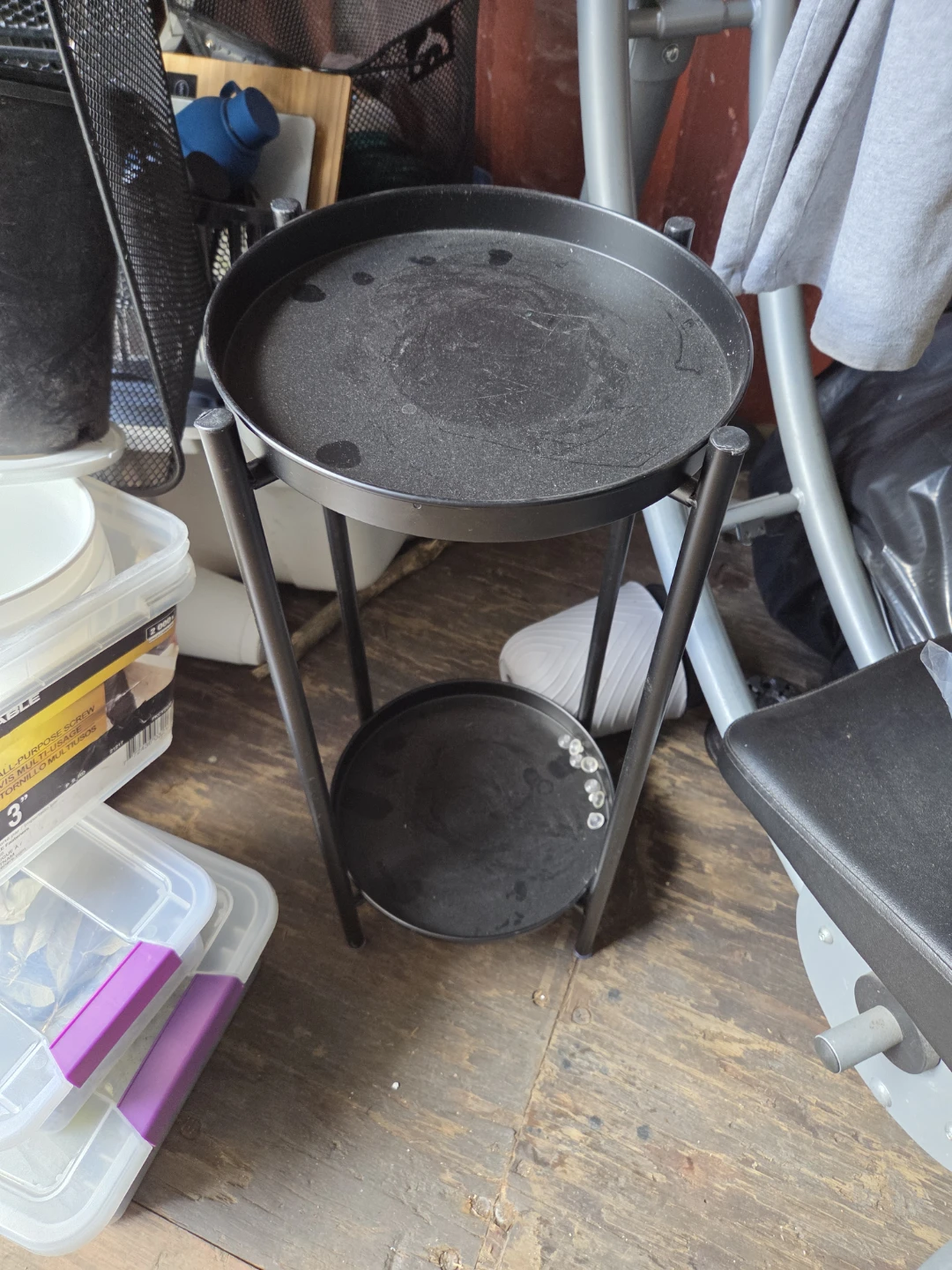 Black Two-Tiered Round Plant Stand