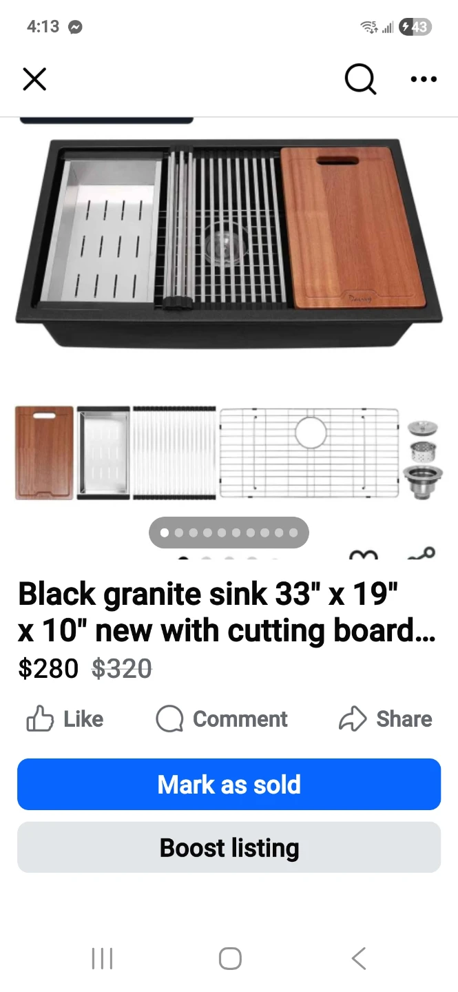 Davivy 33 Inch Black Granite Composite Kitchen Sink Workstation - photo 2