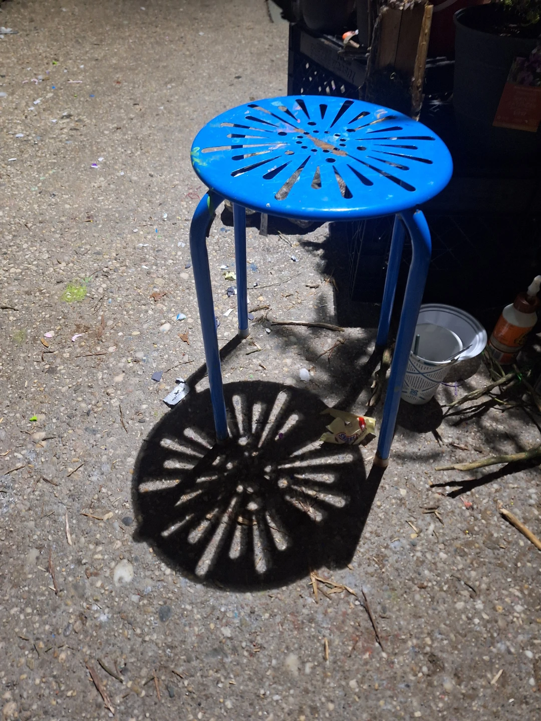 Blue Metal Stool