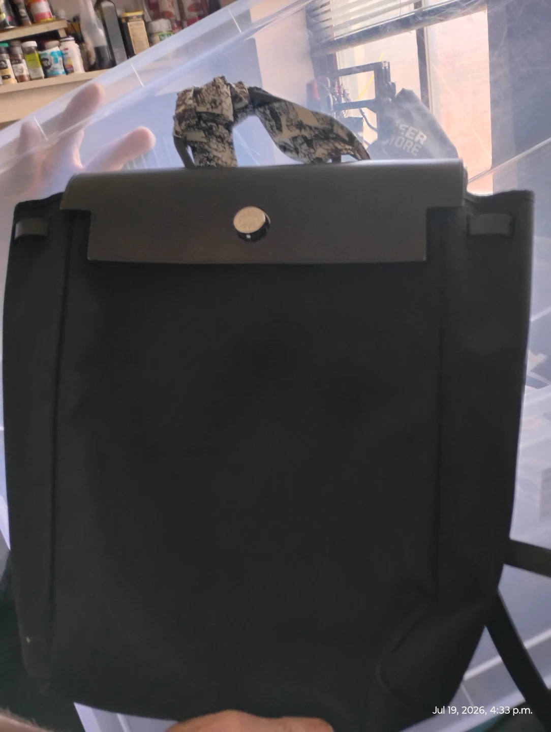 Hermès Black Backpack with Lock Detail