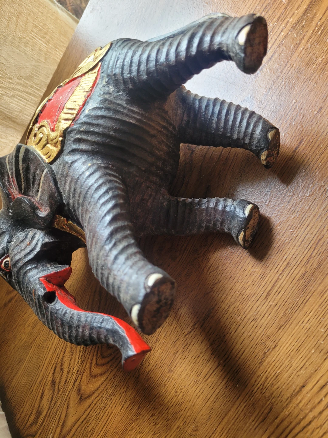 Carved wood elephant - photo 3