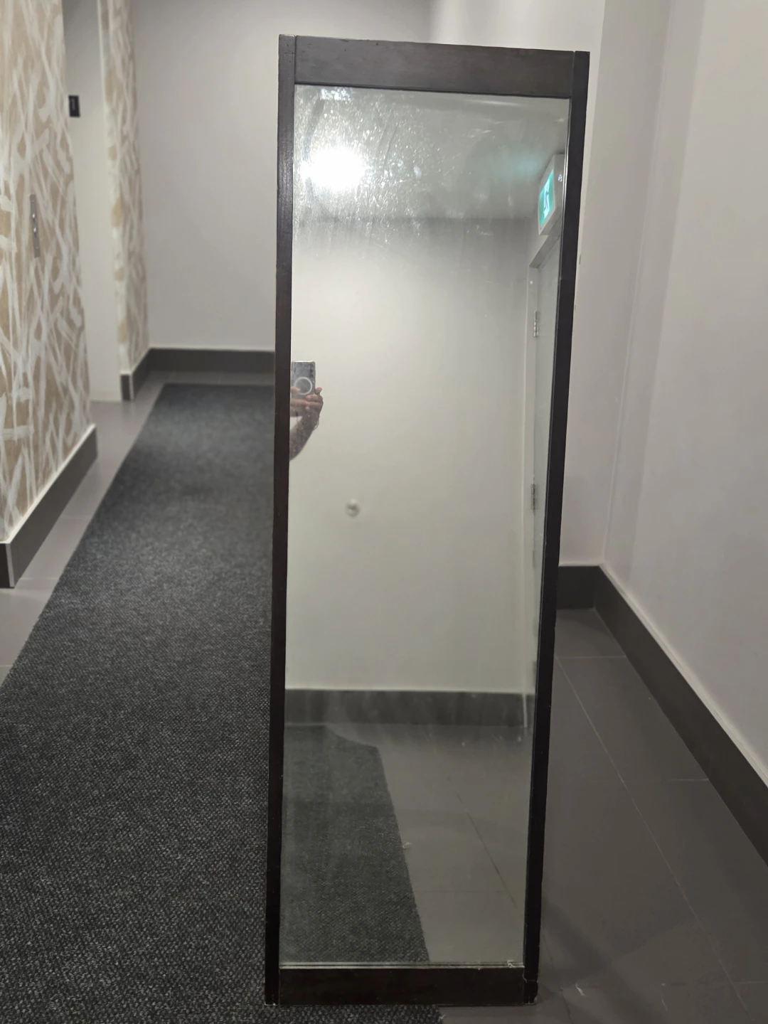 Full Length Mirror with Dark Wood Frame