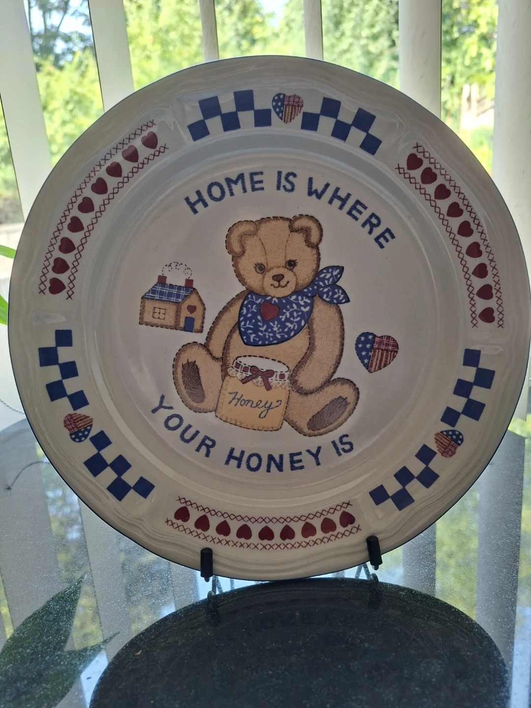 Decorative Plate with Teddy Bear and Honey Pot