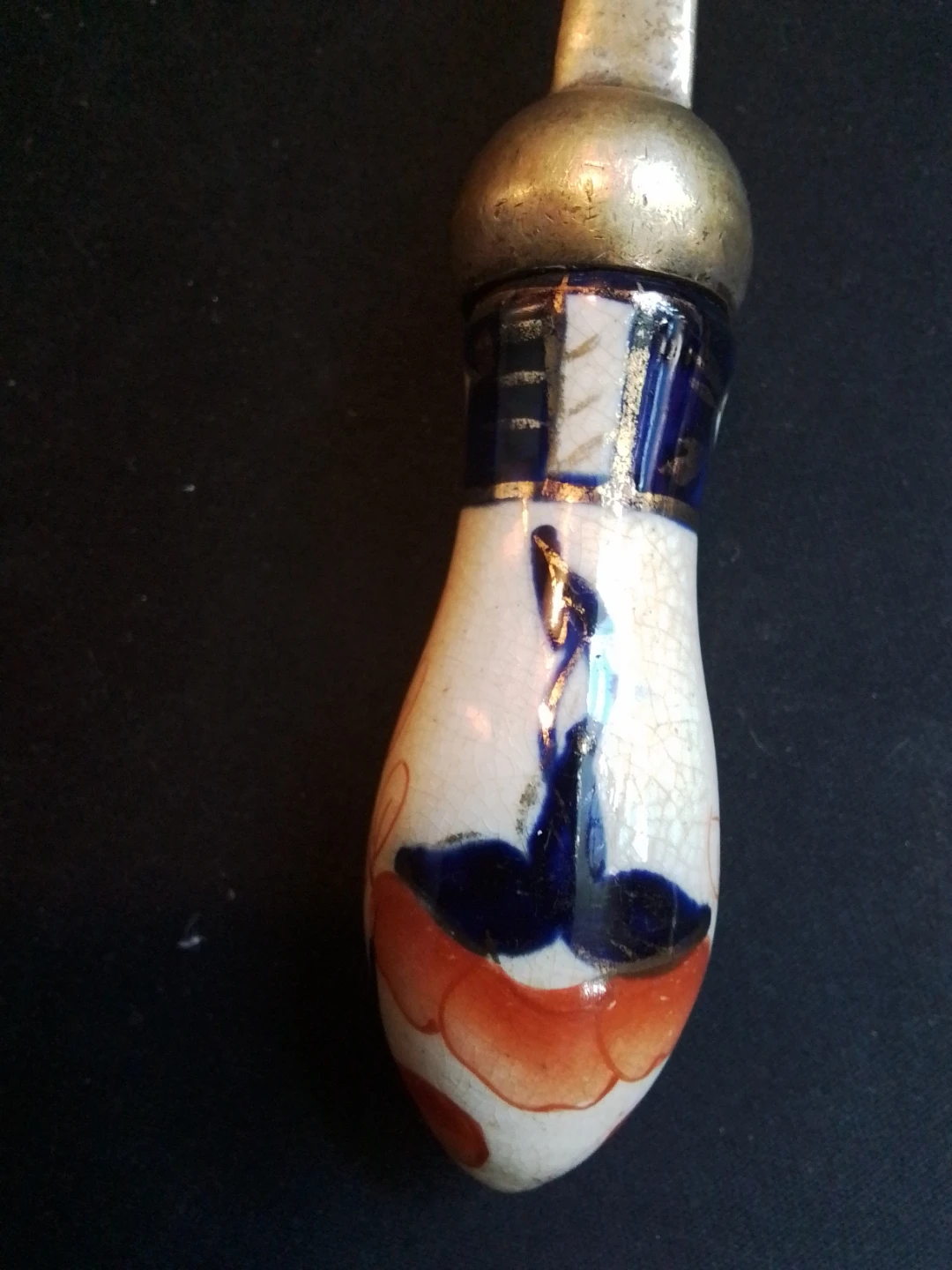 Antique Victorian Imari Porcelain Handle Salad Serving Spork - photo 2