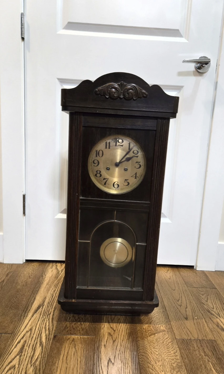 Antique Wood Wall Clock with Pendulum