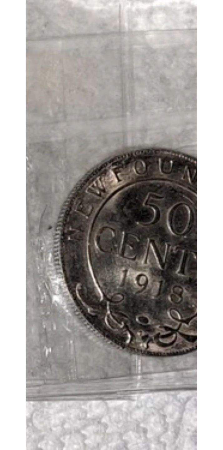 1918C Newfoundland/Canada 50 Cent Silver Coin ICCS AU 55 - photo 3