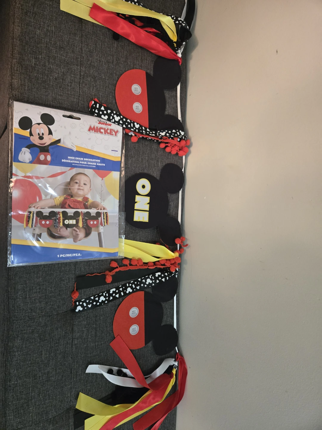 Mickey Mouse "ONE" High Chair Decoration Banner
