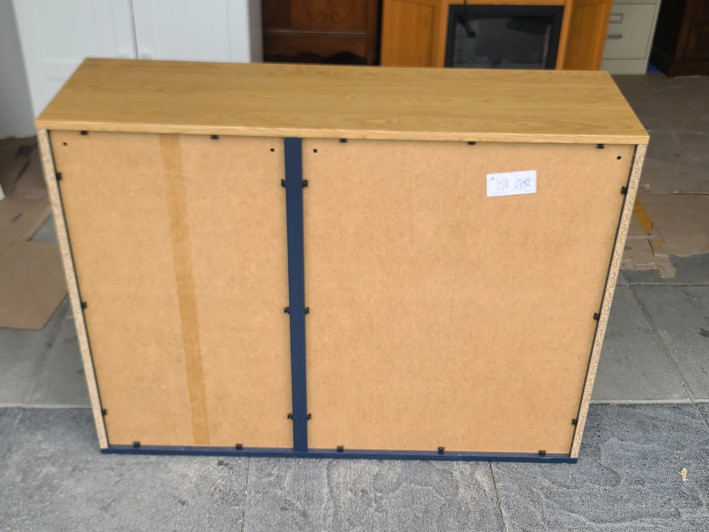 IKEA SKRUVBY Blue Storage Cabinet – Wood Top, Drawer & Shelves - photo 5