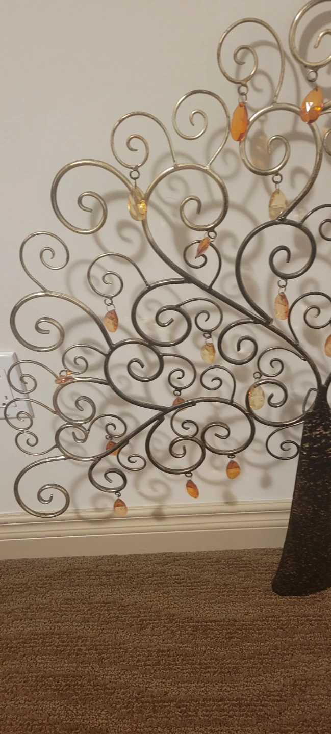 Decorative metal Tree Wall Art with Orange Beads - photo 3