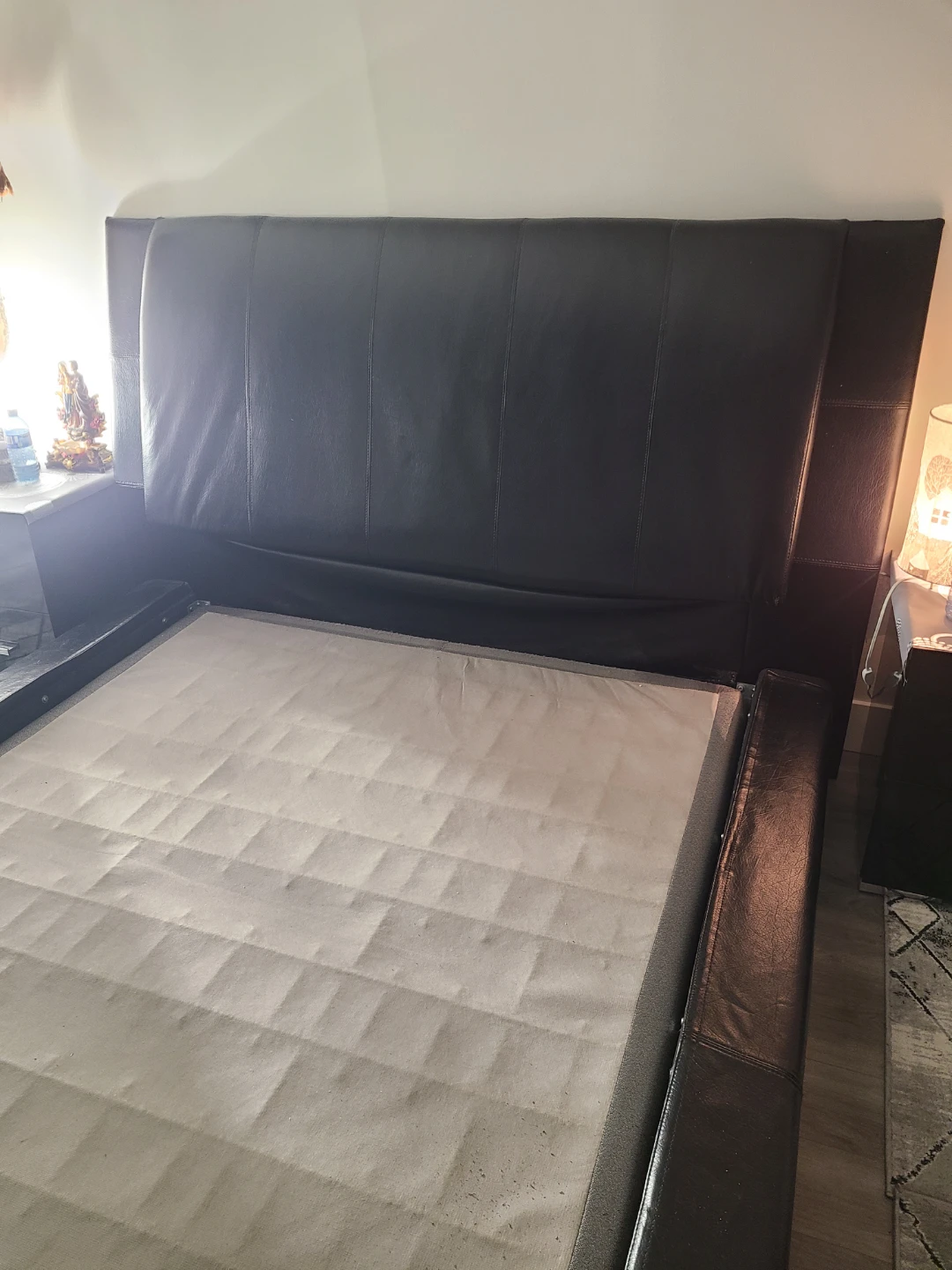 Black Faux Leather Bed Frame - photo 2