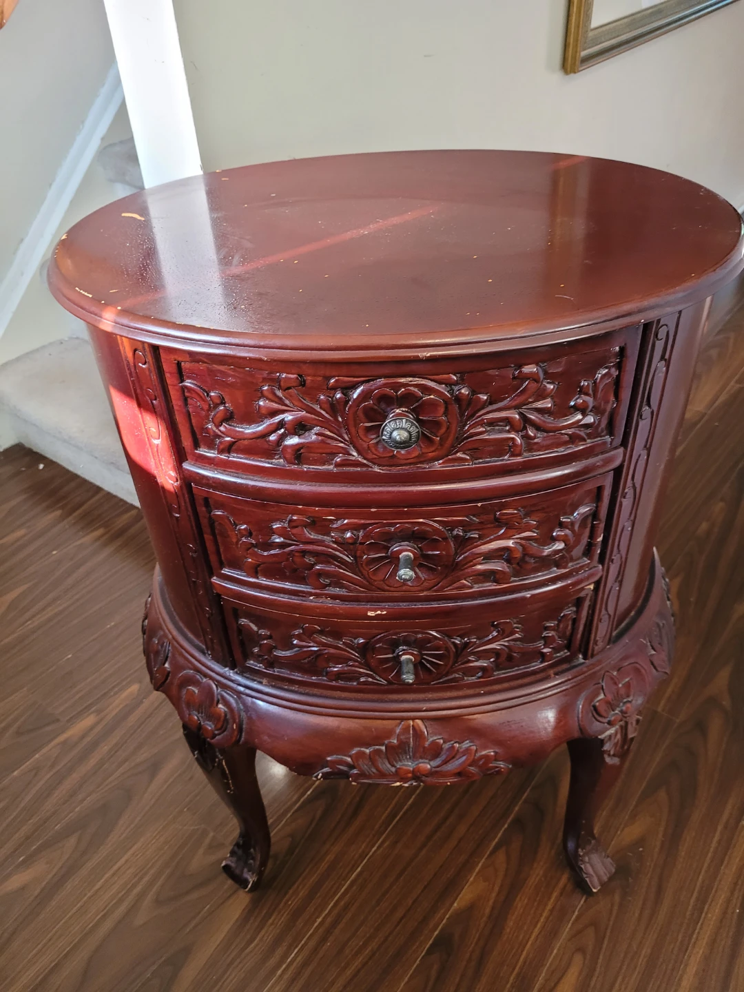 Vintage Carved Wood Side Table