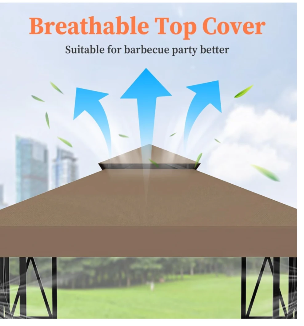 10x10 Gazebo Canopy Replacement Top Cover - Coffee - photo 3