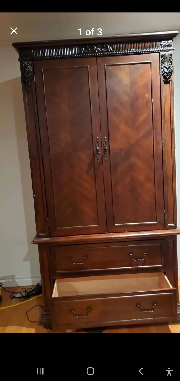 Dark Wood Armoire with Drawers - photo 3