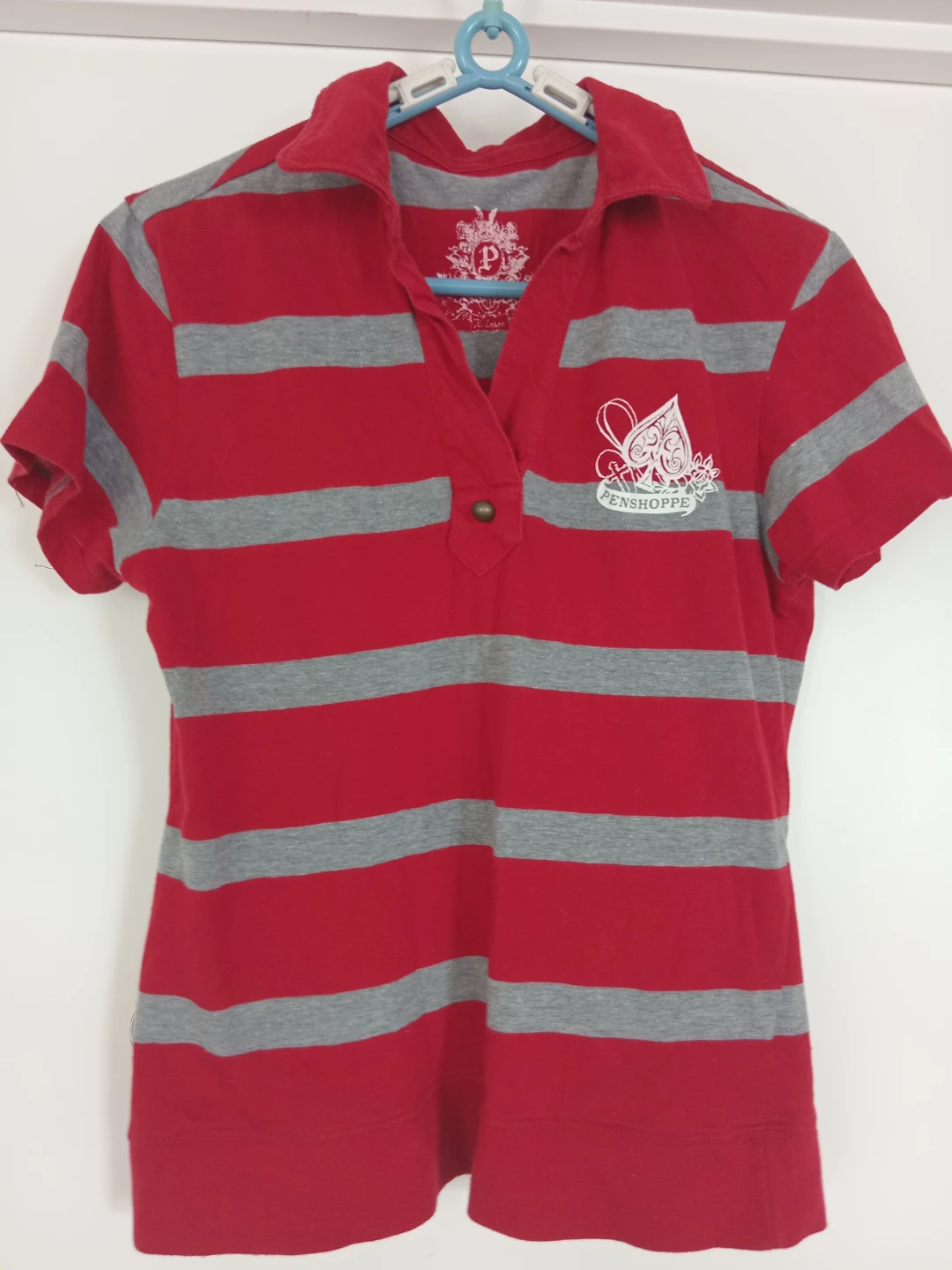 PENSHOPPE Striped Polo Shirt - Red/Grey