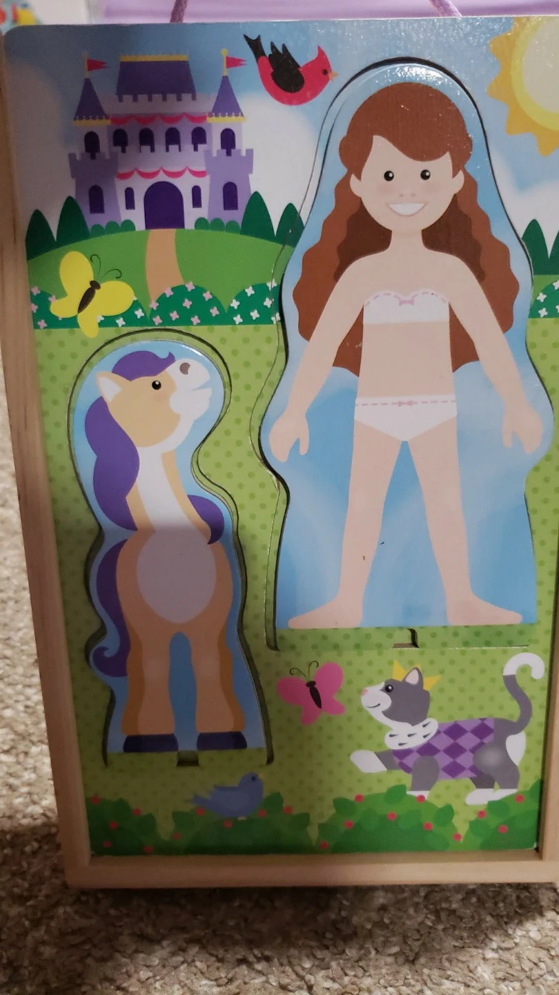 Melissa & Doug Wooden Dress-Up Doll and Horse Magnetic Play Set