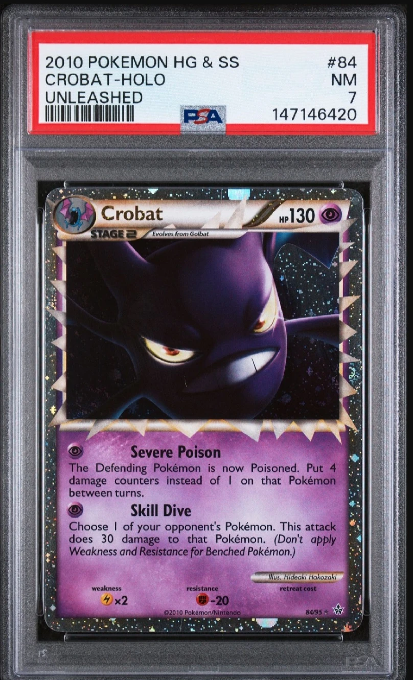 Pokemon HGSS Unleashed Crobat (Prime) Trading Card #84 Graded