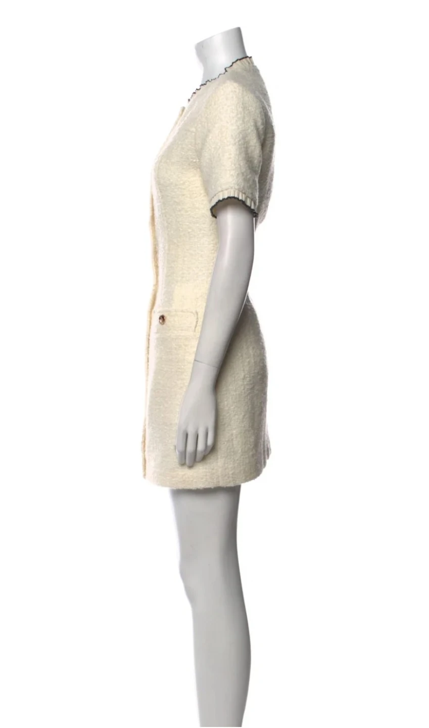 Sandro White Tweed Short Sleeve Mini Dress Size S - photo 2