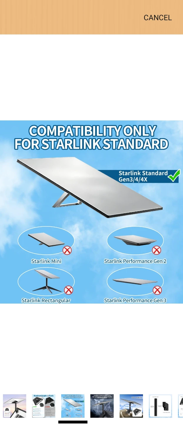 Starlink Standard Gen 3/4/4X Aluminum Mounting Adapter - photo 3