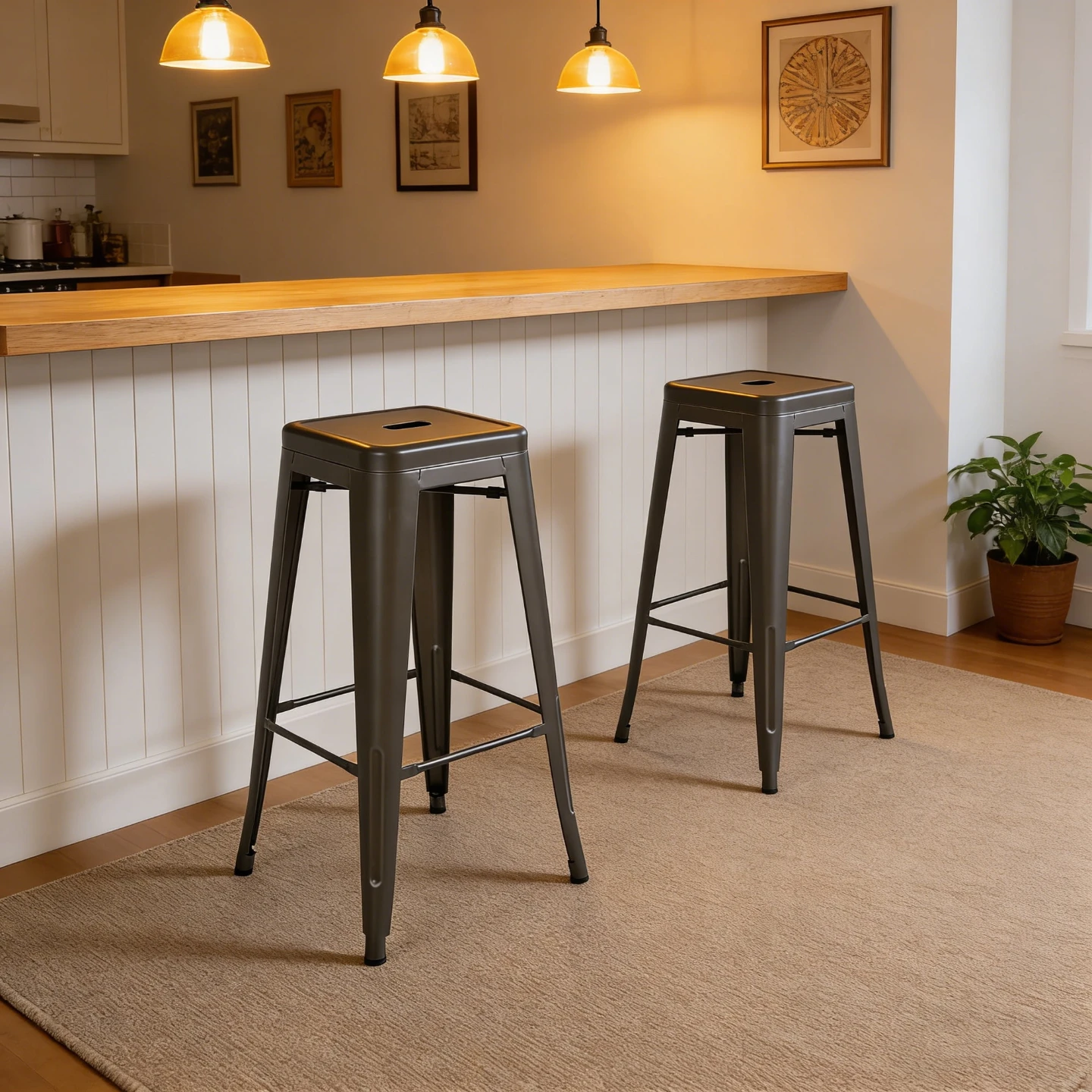 24" Metal Bar Stools - Gunmetal (4x Brand New) - photo 2