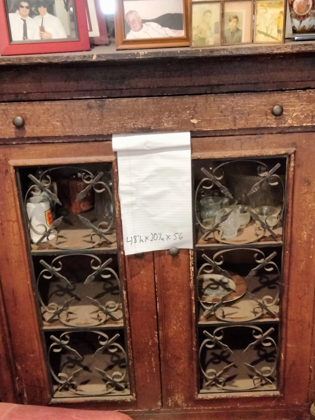 Antique looking Wooden Cabinet with Decorative Glass Doors - photo 5