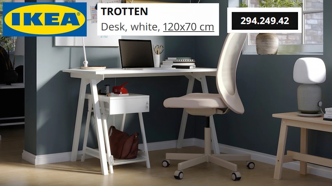IKEA TROTTEN Desk, White, 120x70 cm - photo 4