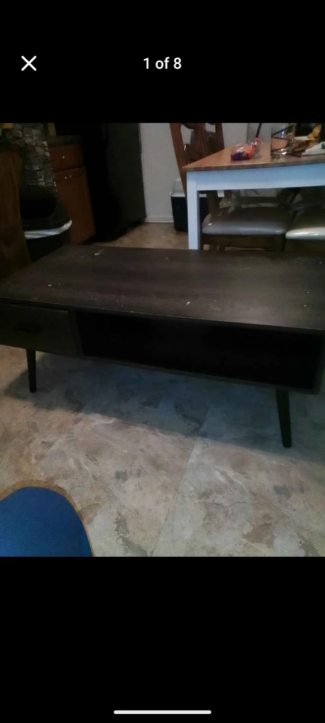 Dark Wood Coffee Table with Drawer