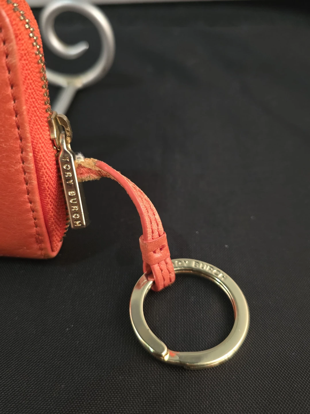 Tory Burch Orange Leather Coin Pouch with Keychain - photo 4