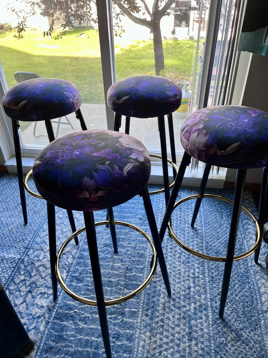 Set of 4 Bar Stools - Floral Pattern - photo 2