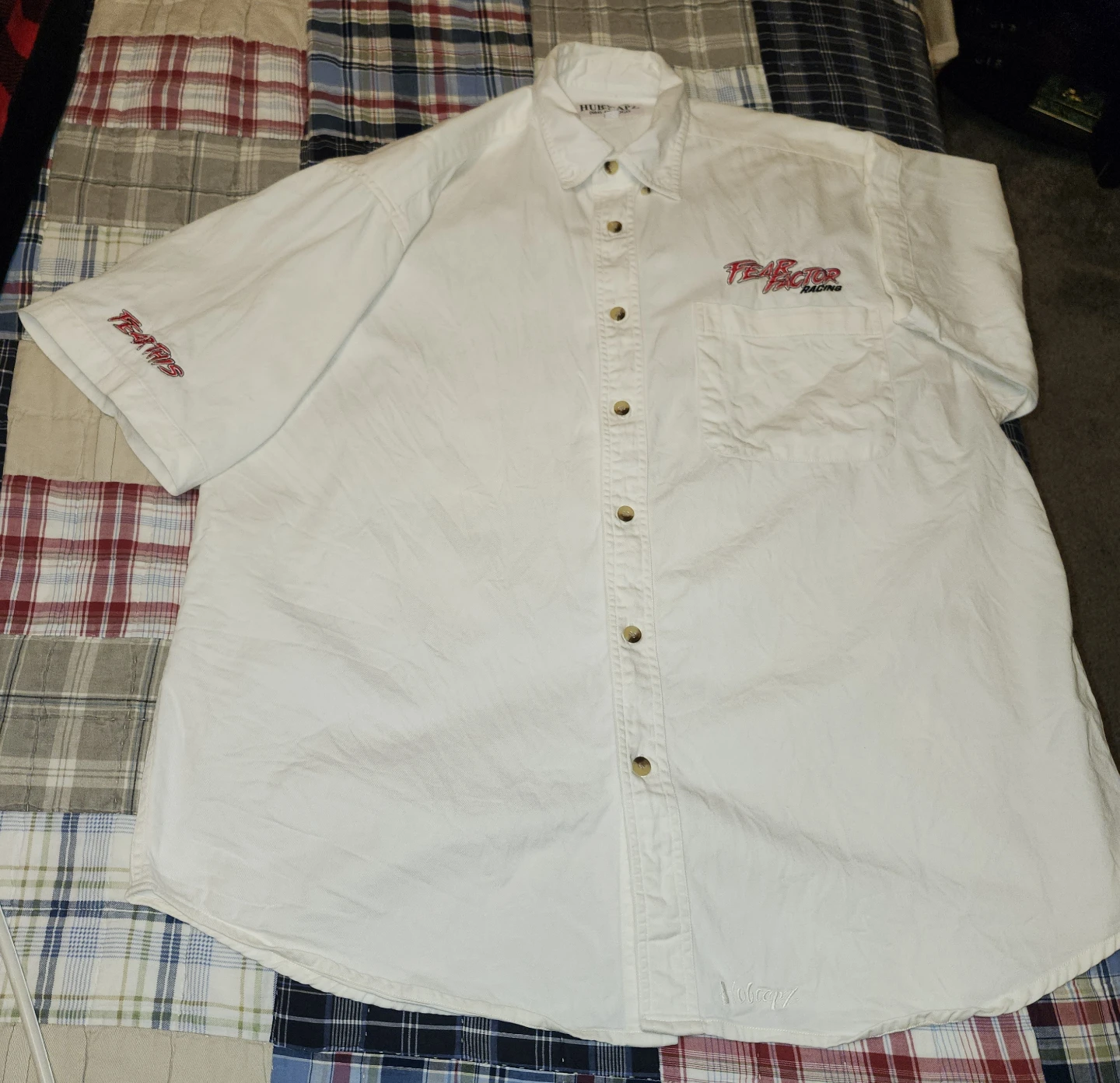 2 HUB-CAPZ Fear Factor Racing White Button-Up Shirts Size L/G - photo 5
