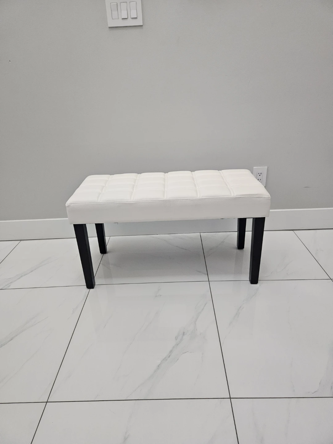White Tufted  Bench - photo 2