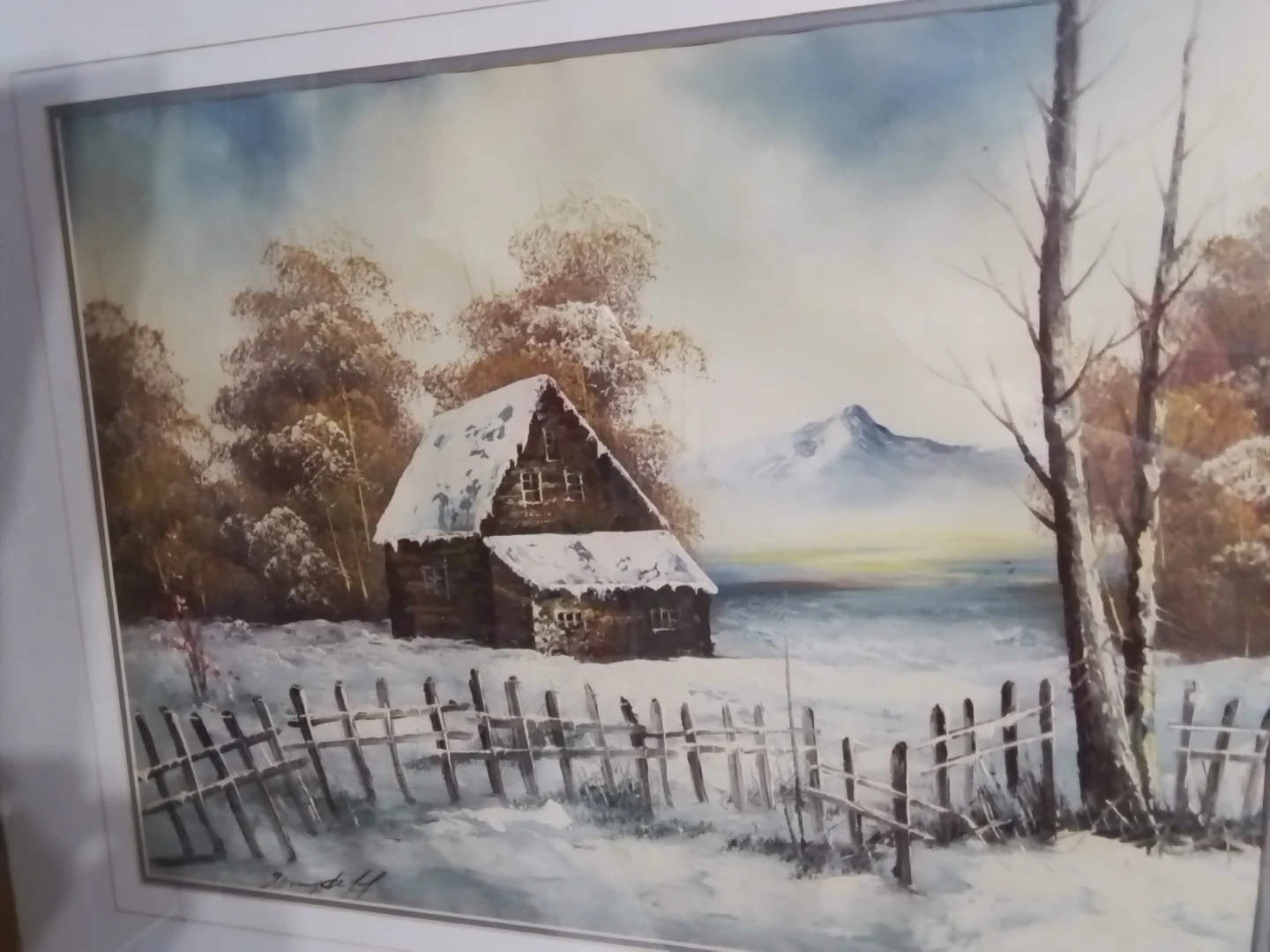 Large Vintage "Vandeff" Framed Winter Landscape Oil - photo 2