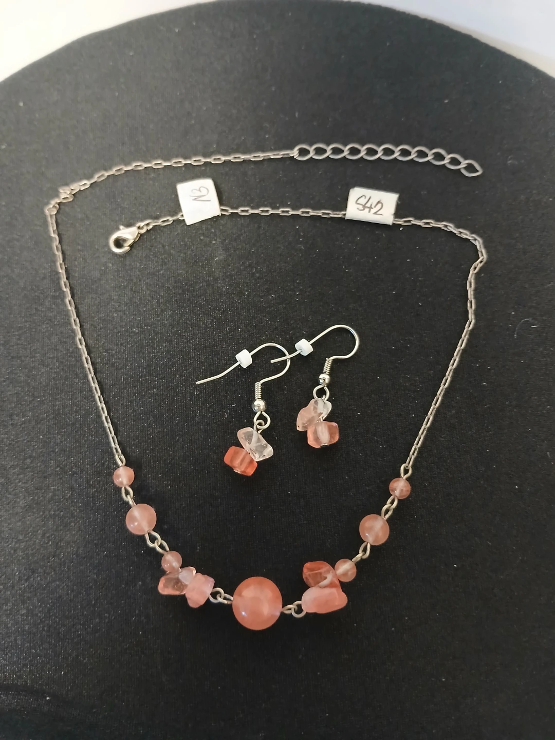 Cherry Quartz Necklace and Earring Set - photo 2