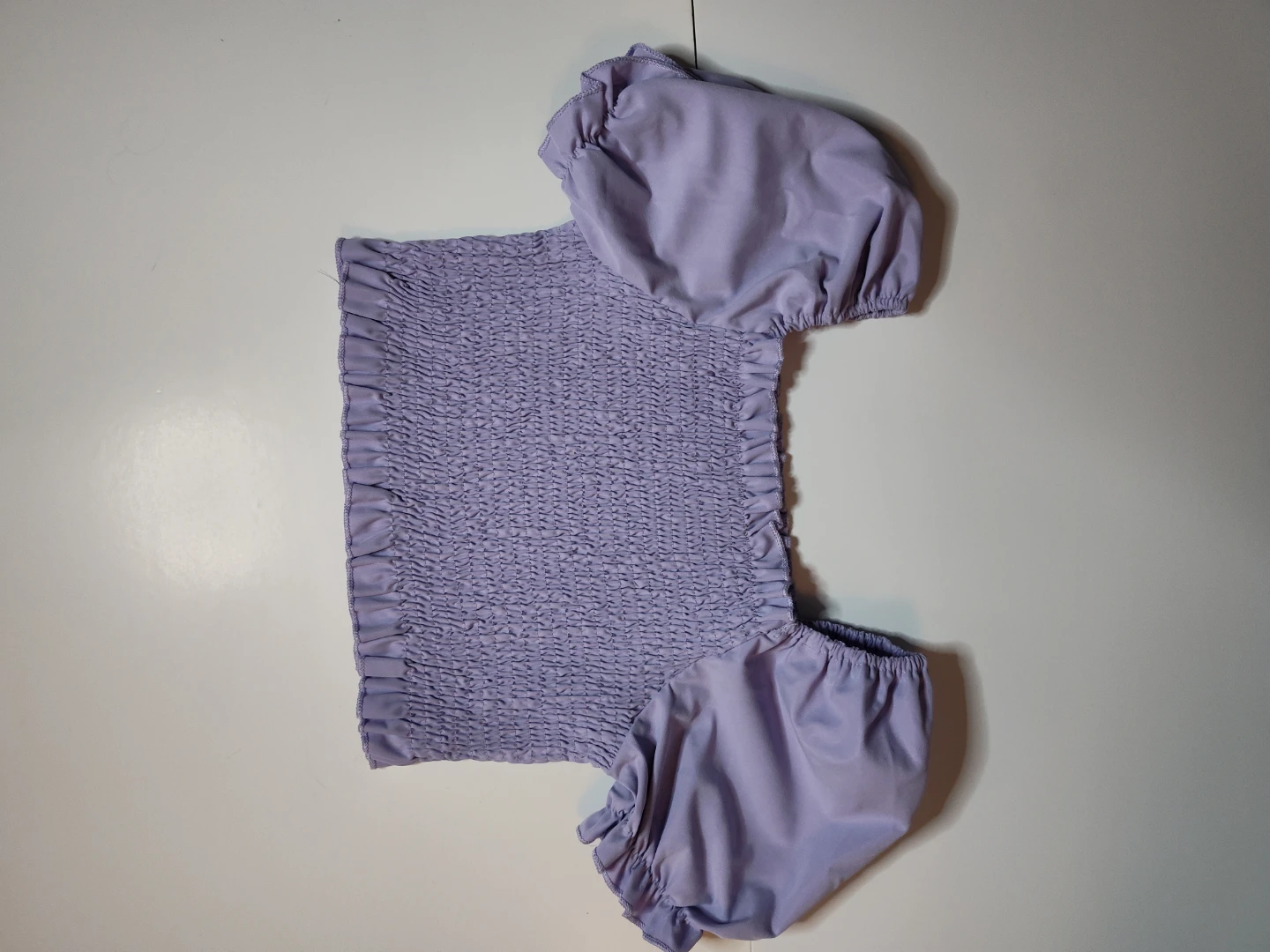 Lavender puffy sleeve crop top - photo 5
