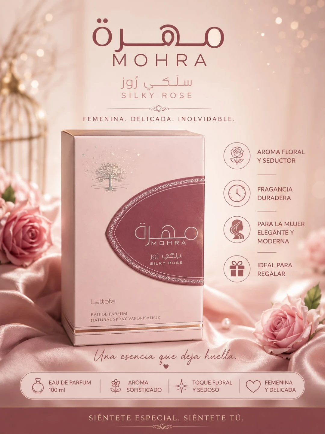 Mohra Silky Rose Eau de Parfum Natural Spray 100ml
