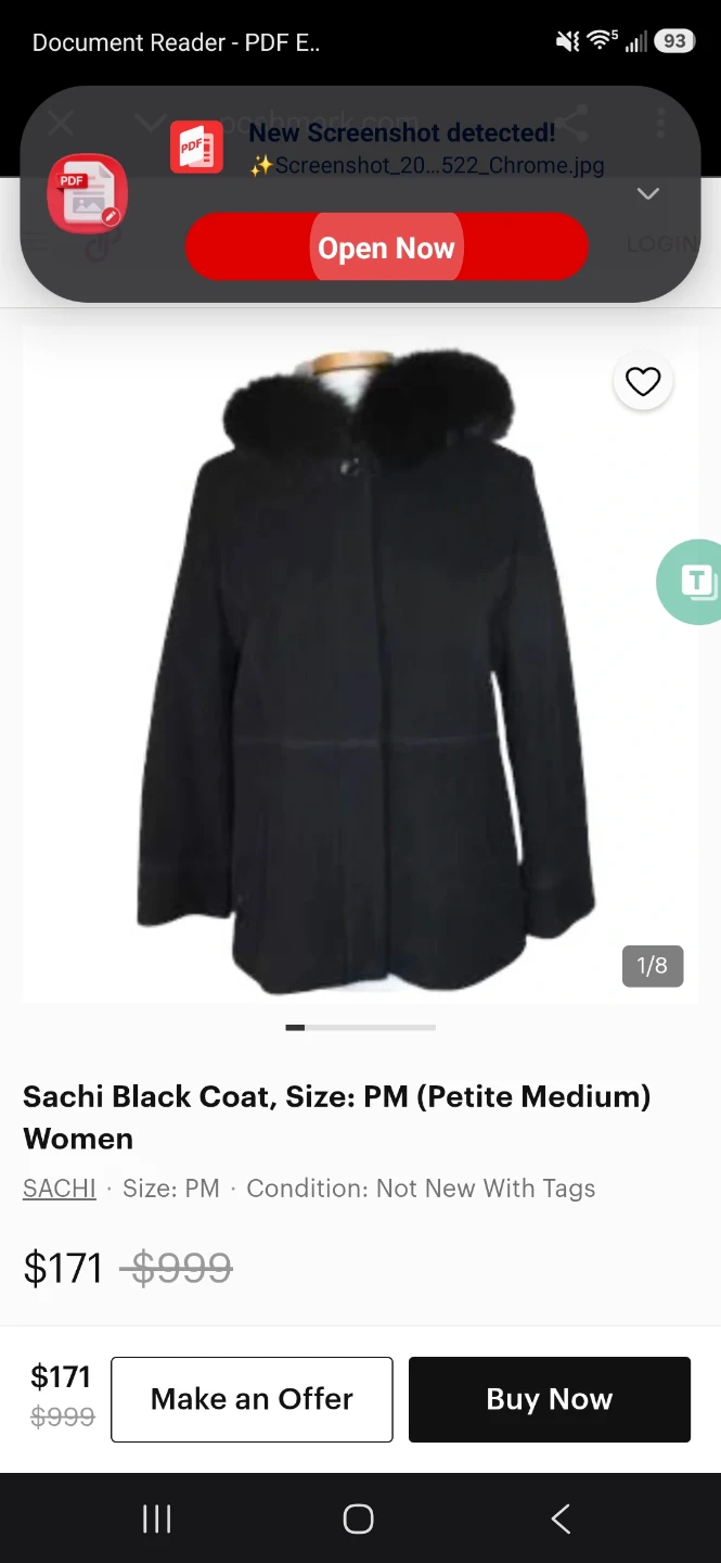 Sachi Black Coat with Fur Hood - Petite Medium