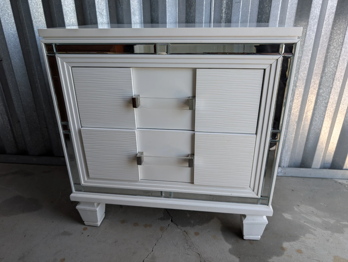 White Mirrored Nightstand