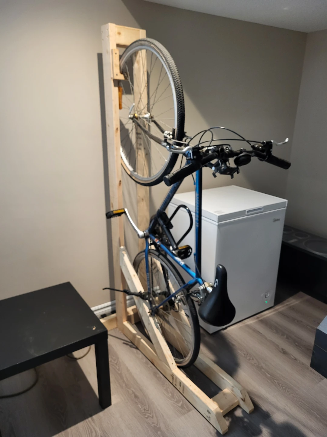 Rustic Wooden Bike Stand for Minimalist Organization