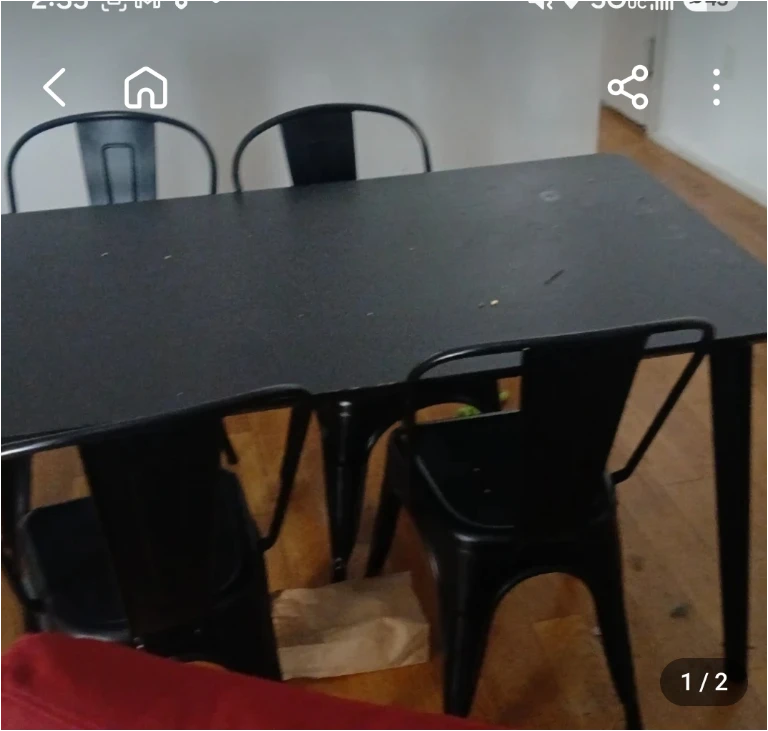 Black Metal Dining Table and Chairs Set