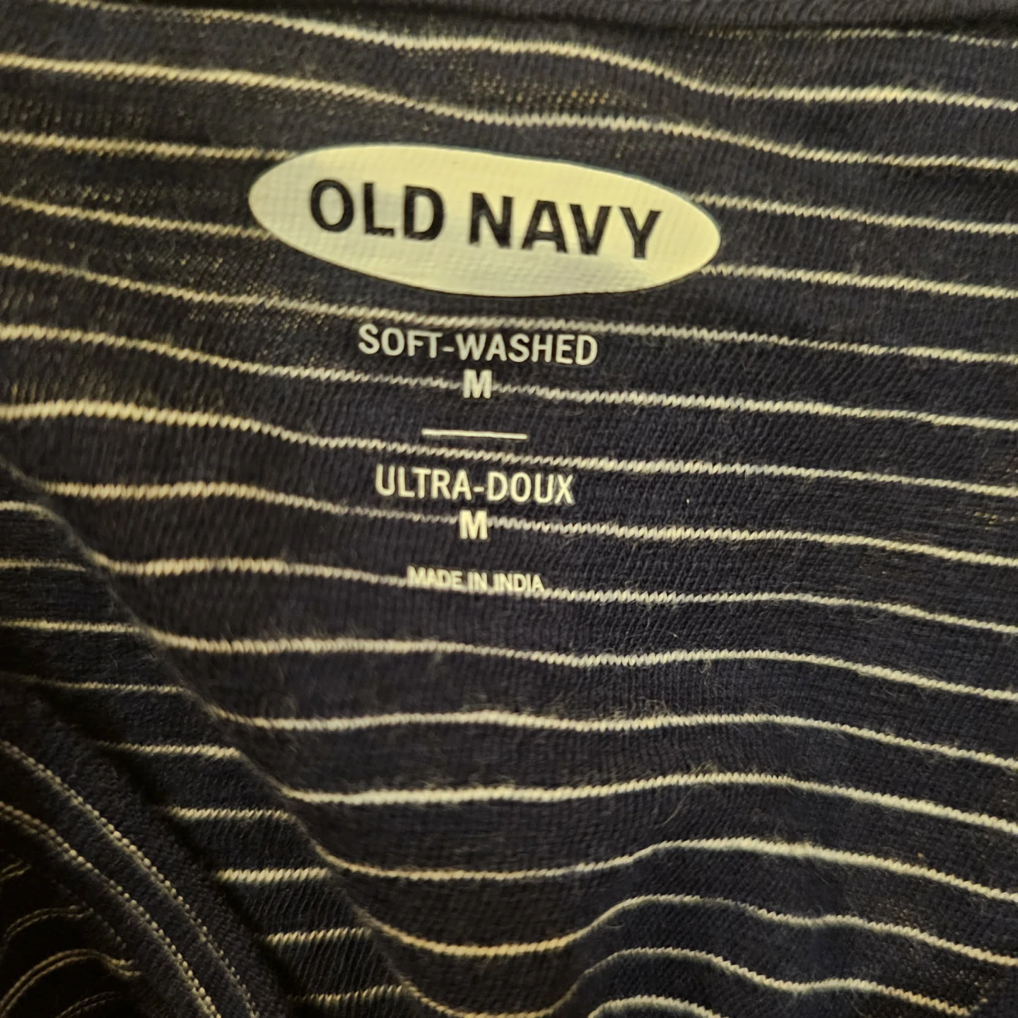 Blue & White Old Navy Men's SlubKnit Striped VNeck TShirt - photo 2