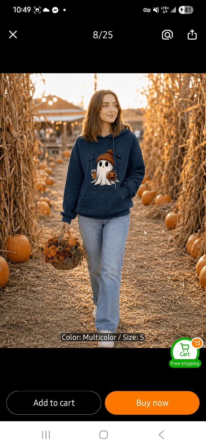 NEW Small Halloween Ghost Graphic Hoodie 👻 - photo 3
