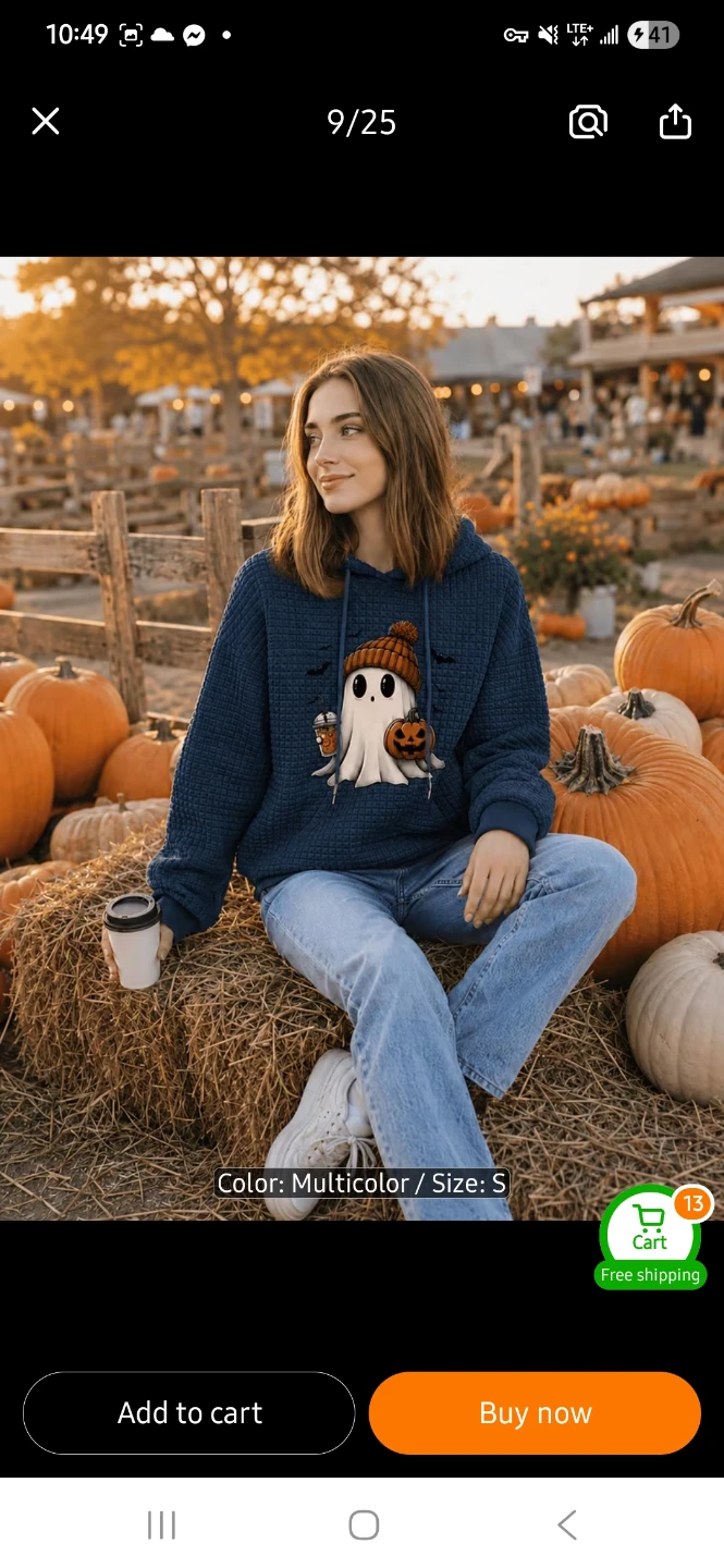 NEW Small Halloween Ghost Graphic Hoodie 👻 - photo 4