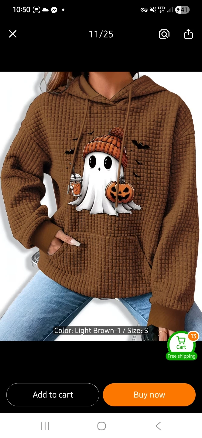 NEW Small Halloween Ghost Graphic Hoodie 👻 - photo 5