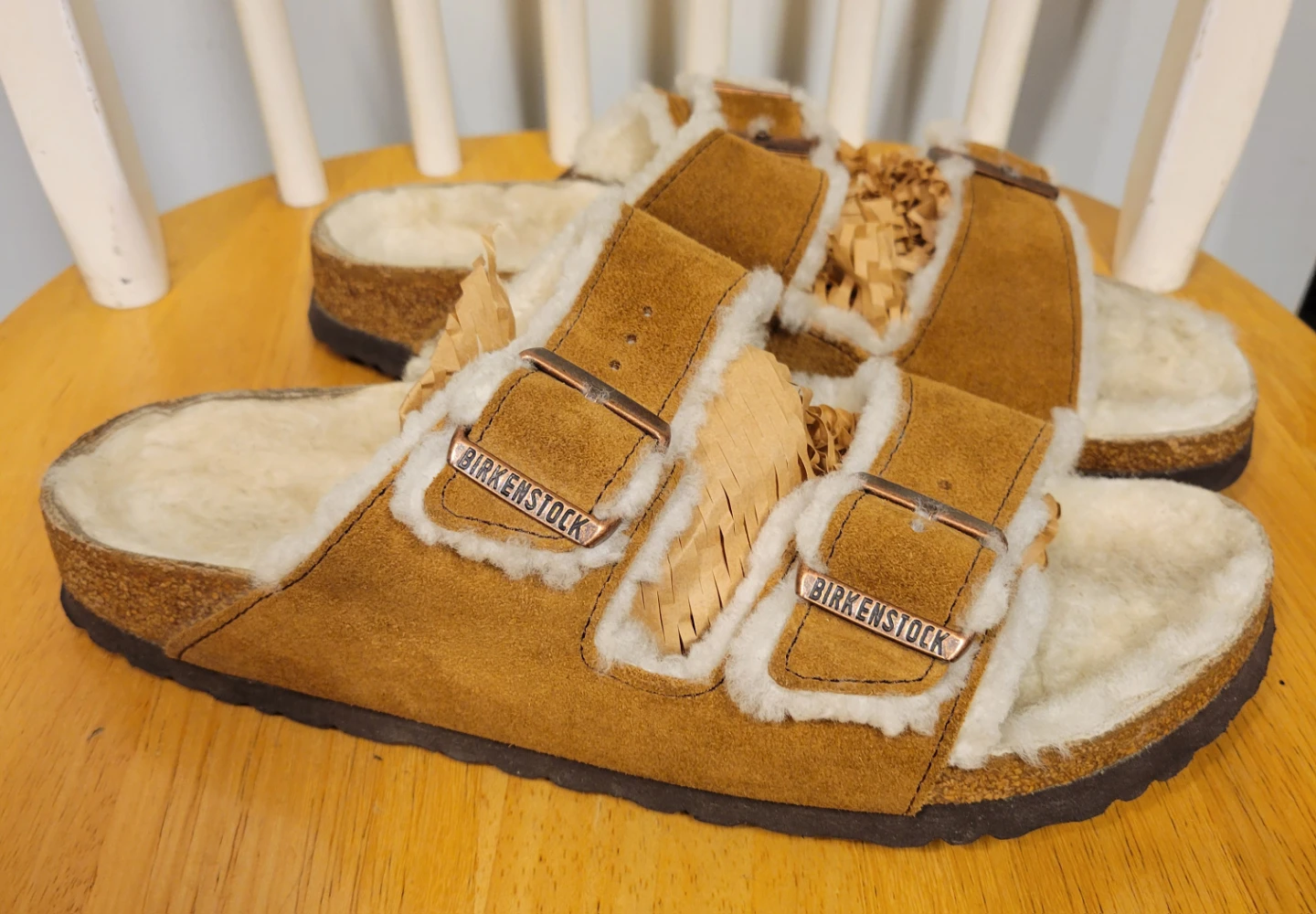 Birkenstock Arizona mens Suede Shearling Sandals Sz 42 / 9