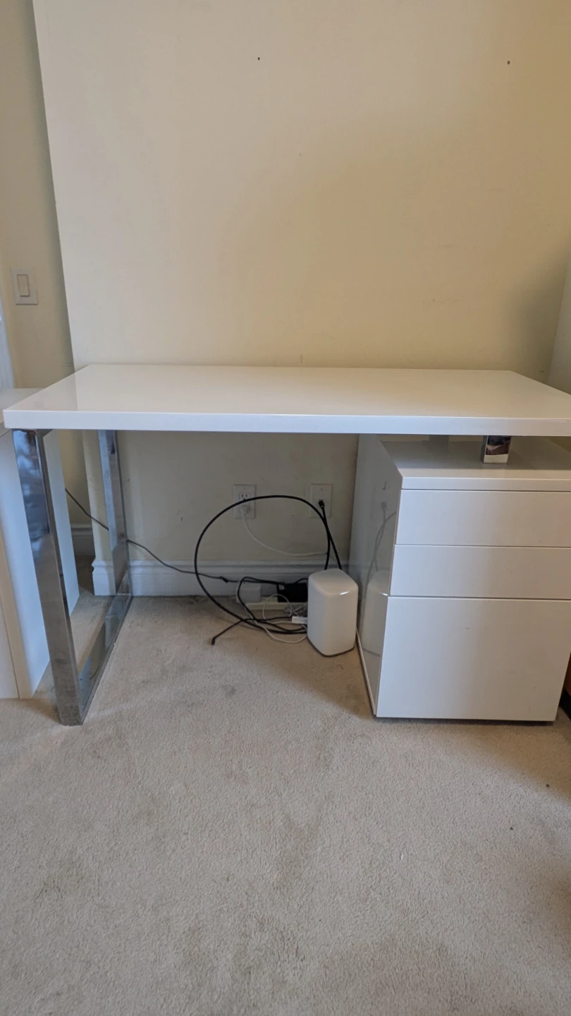 White modern desk with drawers