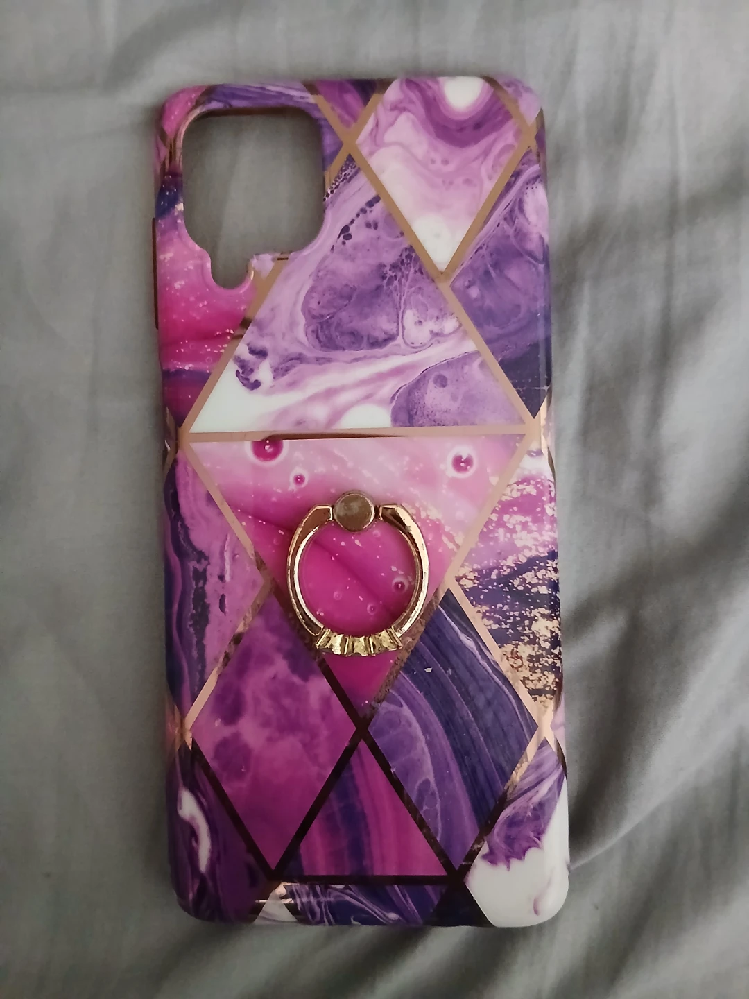 Purple Marble Phone Case with Ring Holder
