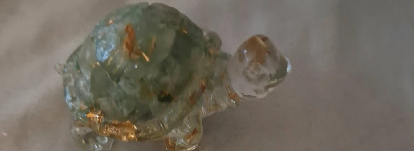 Decorative Glass Turtle Figurine with Gold Flakes - photo 3
