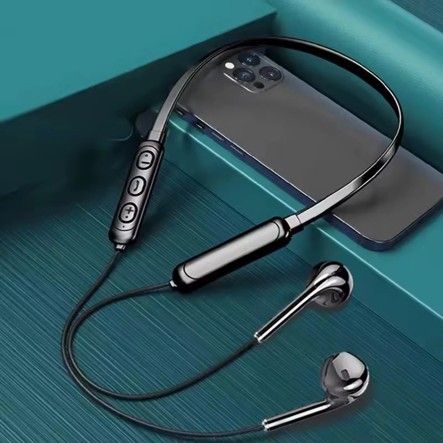 Black Wireless Neckband Earbuds