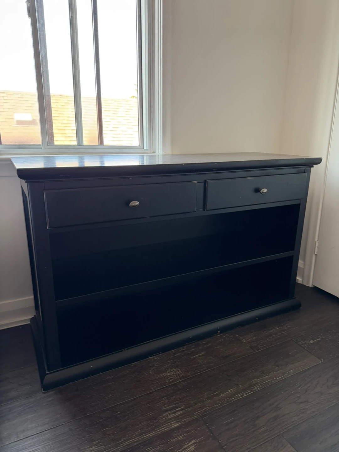 Black 2-Drawer Shelf Unit